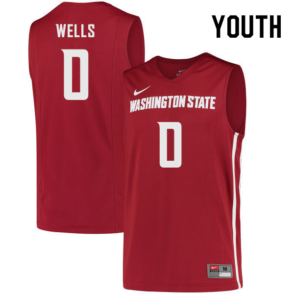 Youth #0 Jaylen Wells Washington State Cougars College Basketball Jerseys Stitched Sale-Crimson